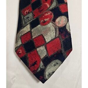Etienne Aigner Silk Blend Necktie Geometric Abstract Red Black Men's Fashion